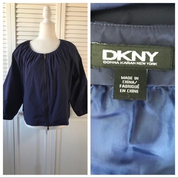 DKNY Blue Windbreaker Jacket Size Large - Picture 2 of 6